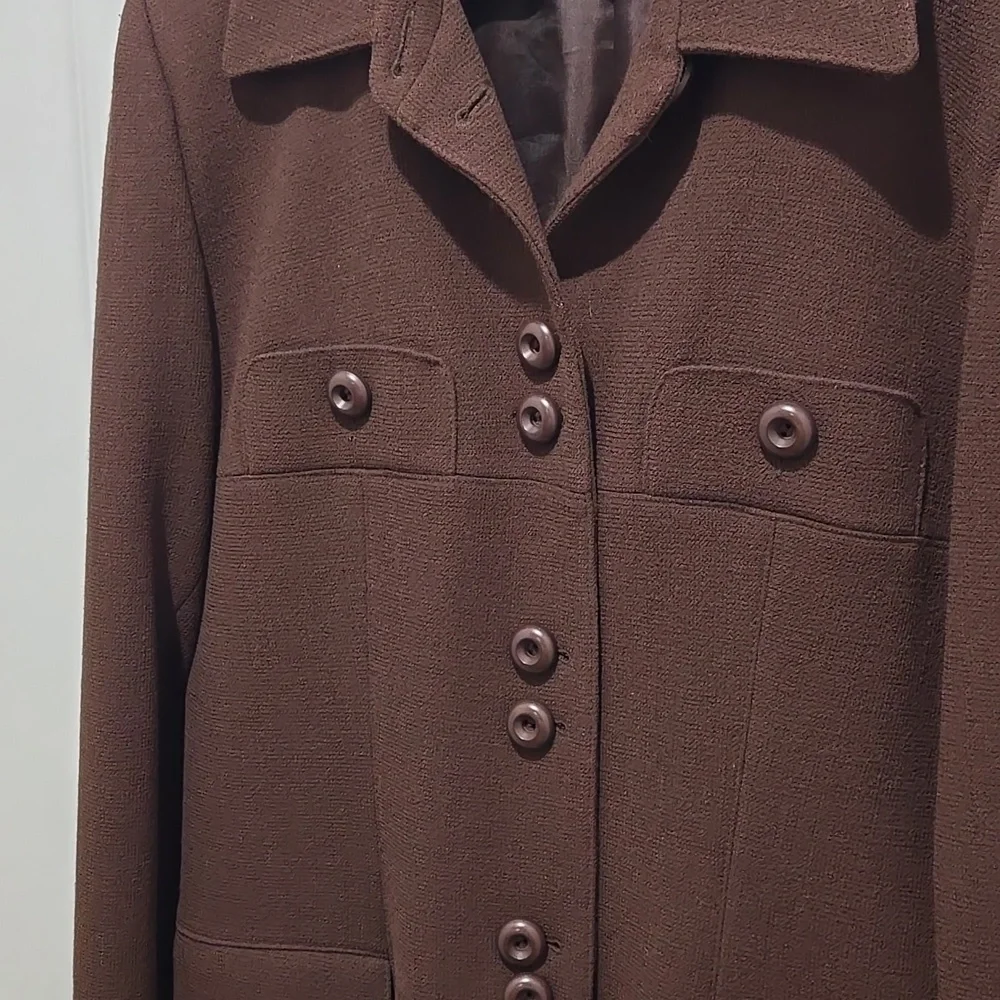 Atelier Paris vintage women's chocolate brown lined button-down jacket size 14